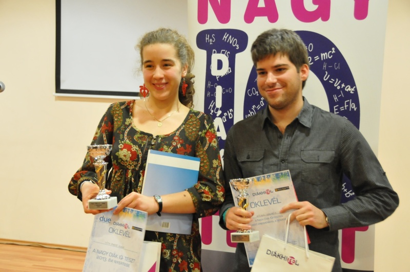  A Nagy Diák IQ-teszt nyertesei: Tóth Emese és Kóczán Gergely - fotó: DUE  