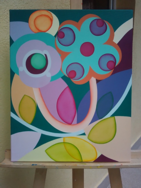 Title: Flores verde-violeta Size: 40 x 50 cms Materials: Acrylic on canvas / fotó: a művész engedélyével